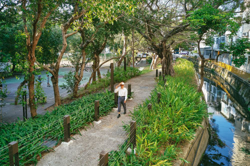 城鄉魅力賞競爭型特優的步行城市計畫重要亮點之一「汀甫圳通學步道」。